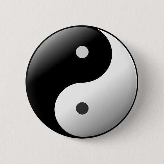 Badge Rond 5 Cm Bouton noir et blanc de symbole de Yin Yang (Devant)