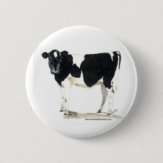Badge Rond 5 Cm bouton noir et blanc de vache (Devant)