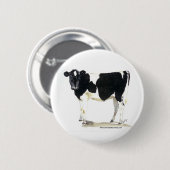 Badge Rond 5 Cm bouton noir et blanc de vache (Devant & derrière)