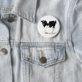Badge Rond 5 Cm bouton noir et blanc de vache (En situation)
