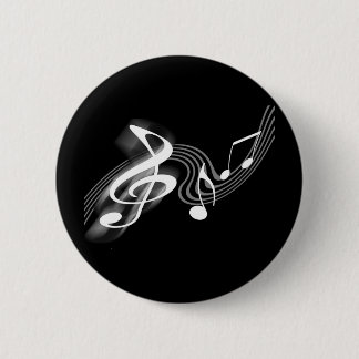 Badge Rond 5 Cm Bouton noir et blanc d'échelle musicale