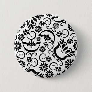 Badge Rond 5 Cm Bouton noir et blanc élégant