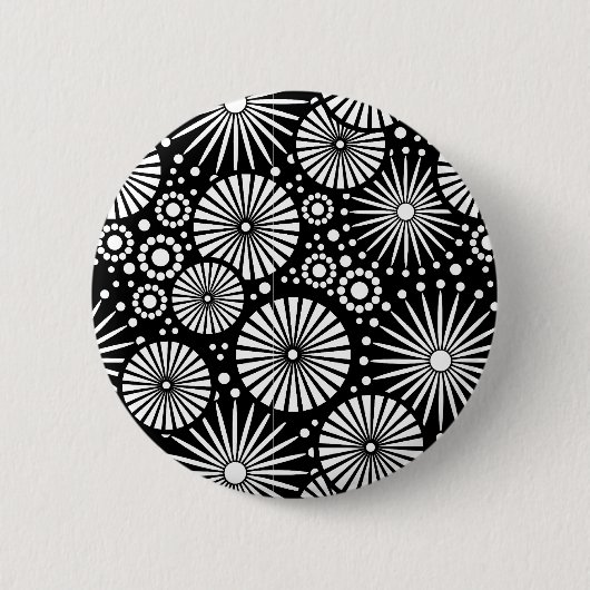 Badge Rond 5 Cm Bouton noir et blanc rétro (Devant)