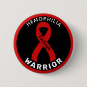 Badge Rond 5 Cm Bouton noir Hemophilia Warrior Ribbon (Devant)