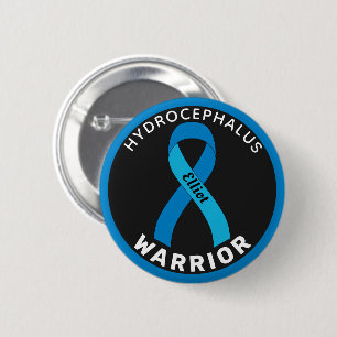 Badge Rond 5 Cm Bouton noir Hydrocéphalie Warrior Ribbon