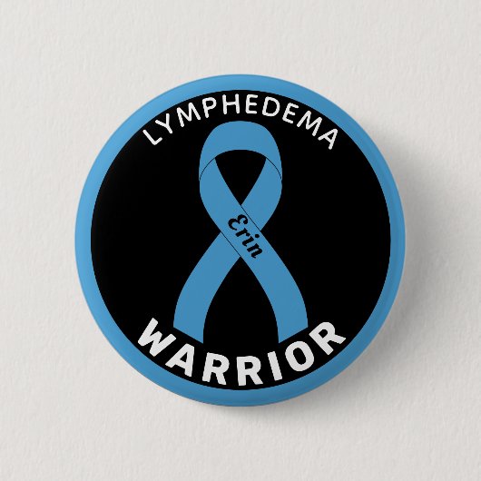 Badge Rond 5 Cm Bouton noir Lymphedema Warrior Ribbon (Devant)