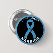 Badge Rond 5 Cm Bouton noir Lymphedema Warrior Ribbon (Devant & derrière)
