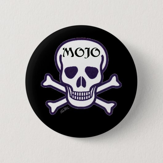Badge Rond 5 Cm Bouton noir Mojo Skull (Devant)