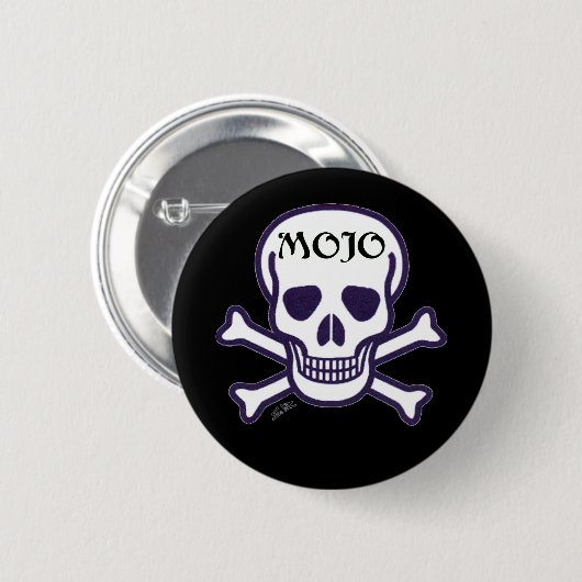 Badge Rond 5 Cm Bouton noir Mojo Skull (Devant & derrière)