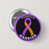 Badge Rond 5 Cm Bouton noir Psoriasis Warrior Ribbon (Devant & derrière)