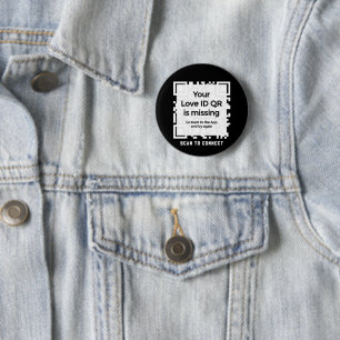 Badge Rond 5 Cm Bouton - NOIR - QR - Collection PURE