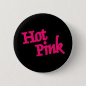 Badge Rond 5 Cm Bouton noir rose chaud (Devant)