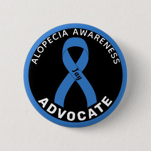 Badge Rond 5 Cm Bouton noir ruban Alopecia Awareness Advocate