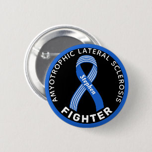Badge Rond 5 Cm Bouton noir ruban de lutteur contre la SLA