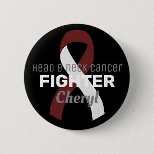 Badge Rond 5 Cm Bouton noir Ruban pour cancer de la tête et du co