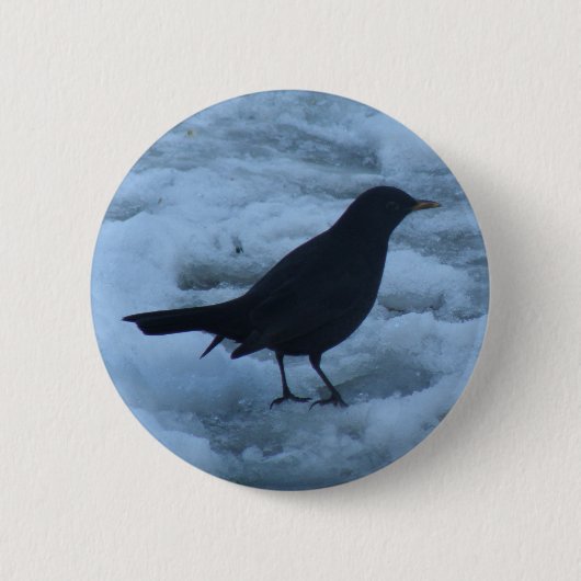 Badge Rond 5 Cm Bouton noir sur la glace (Devant)