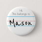 Badge Rond 5 Cm Bouton Nom (Devant)