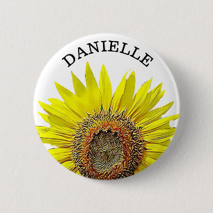 Badge Rond 5 Cm Bouton Nom de tournesol personnalisé