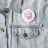 Badge Rond 5 Cm Bouton Nom du ballon rose (En situation)