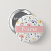 Badge Rond 5 Cm Bouton Nom floral personnalisé (Devant & derrière)