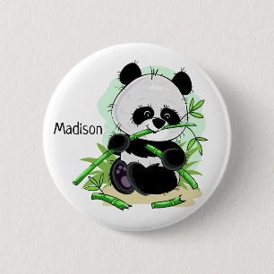 Badge Rond 5 Cm Bouton Nom personnalisé Cute Panda
