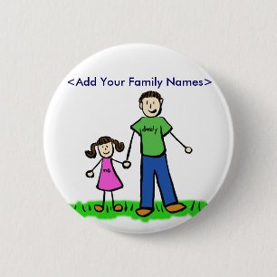 Badge Rond 5 Cm Bouton Nom personnalisé de la famille papa et fil