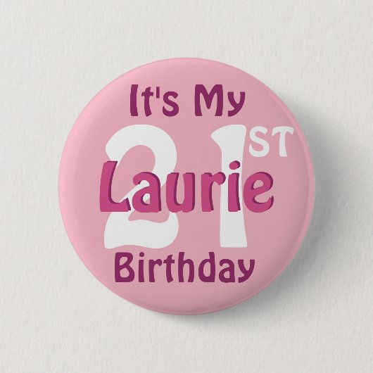 Badge Rond 5 Cm Bouton Nom personnalisé et âge d'anniversaire (Devant)