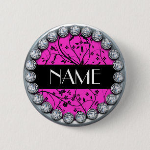 Badge Rond 5 Cm bouton nommé de modèle avec le bord argenté de
