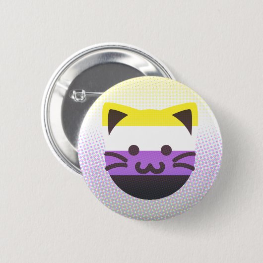 Badge Rond 5 Cm bouton nonbinary de chat de fierté (Devant & derrière)
