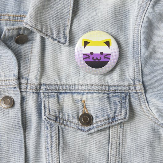 Badge Rond 5 Cm bouton nonbinary de chat de fierté (En situation)