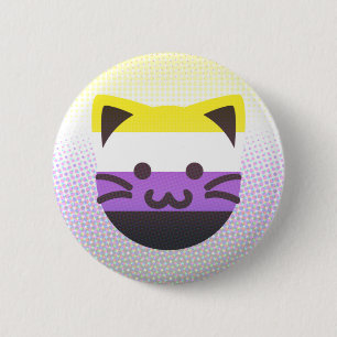 Badge Rond 5 Cm bouton nonbinary de chat de fierté