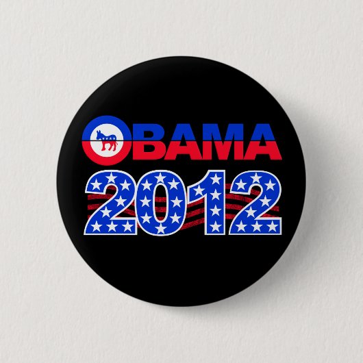 Badge Rond 5 Cm Bouton OBAMA 2012 (Devant)