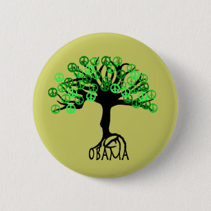 Badge Rond 5 Cm bouton obama peace tree of life