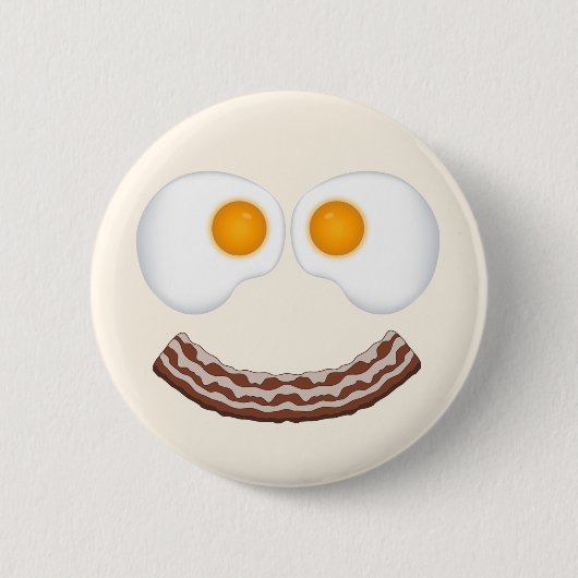 Badge Rond 5 Cm Bouton Oeufs et Grin Bacon (Devant)