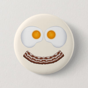 Badge Rond 5 Cm Bouton Oeufs et Grin Bacon
