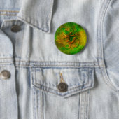 Badge Rond 5 Cm Bouton Or Vert Namaste (En situation)