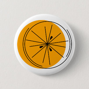 Badge Rond 5 Cm Bouton Orange Citrus