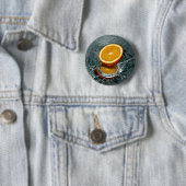 Badge Rond 5 Cm Bouton Orange Splash (En situation)