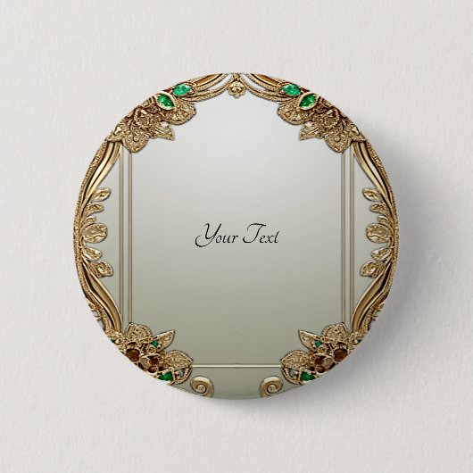 Badge Rond 5 Cm Bouton Ornate Or Élégant (Devant)