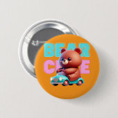 Badge Rond 5 Cm Bouton Ours Cute (Devant & derrière)