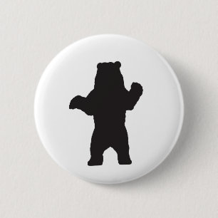 Badge Rond 5 Cm Bouton Ours Noir