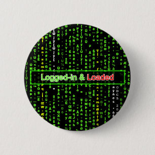 Badge Rond 5 Cm Bouton ouvert une session et chargé
