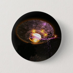 Badge Rond 5 Cm Bouton OVNI sur les lignes d'alimentation