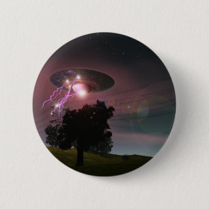 Badge Rond 5 Cm Bouton OVNI sur lignes motrices 2