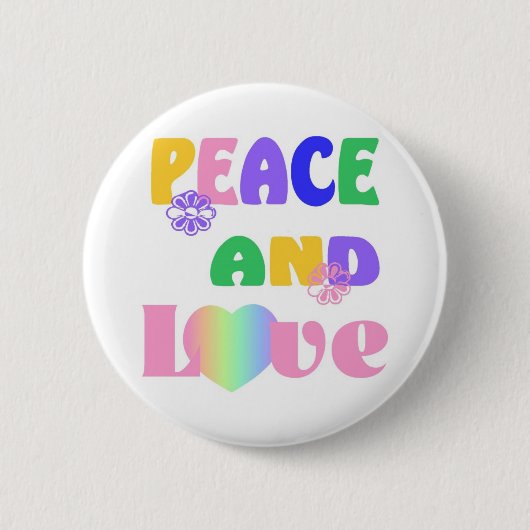 Badge Rond 5 Cm Bouton Paix et Amour (Devant)