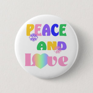Badge Rond 5 Cm Bouton Paix et Amour