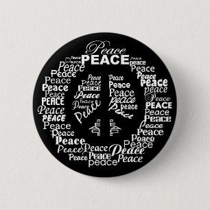 Badge Rond 5 Cm Bouton Paix - Noir & Blanc