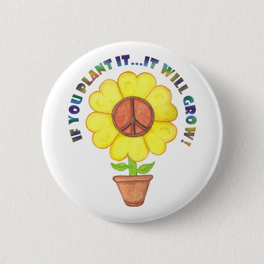 Badge Rond 5 Cm Bouton Paix plante (Devant)