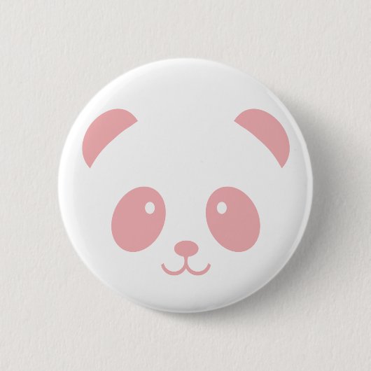 Badge Rond 5 Cm Bouton Panda Pin Rose mou et mou (Devant)