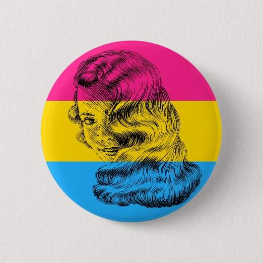 Badge Rond 5 Cm Bouton Pansexual de femelle de fierté (Devant)